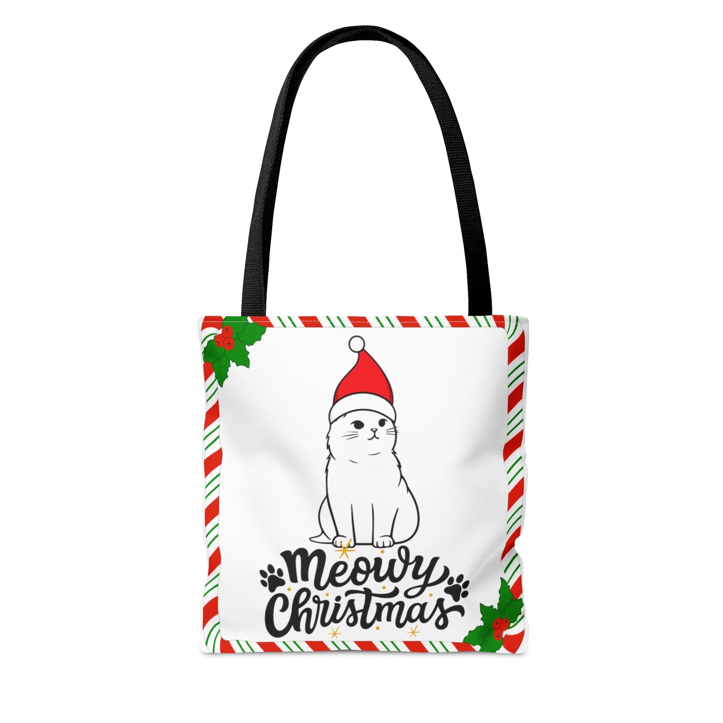 Christmas Santa Kitty Tote Bag – Cute Holiday Cat Lover Gift (3 Sizes)