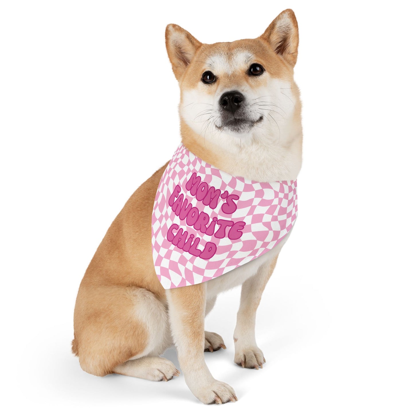 "Mom's Favorite Child" Pink Bandana Collar - Stylish Accessory for Beloved Pets