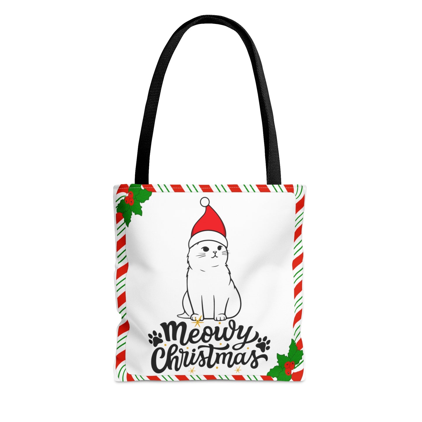 Christmas Santa Kitty Tote Bag – Cute Holiday Cat Lover Gift (3 Sizes)