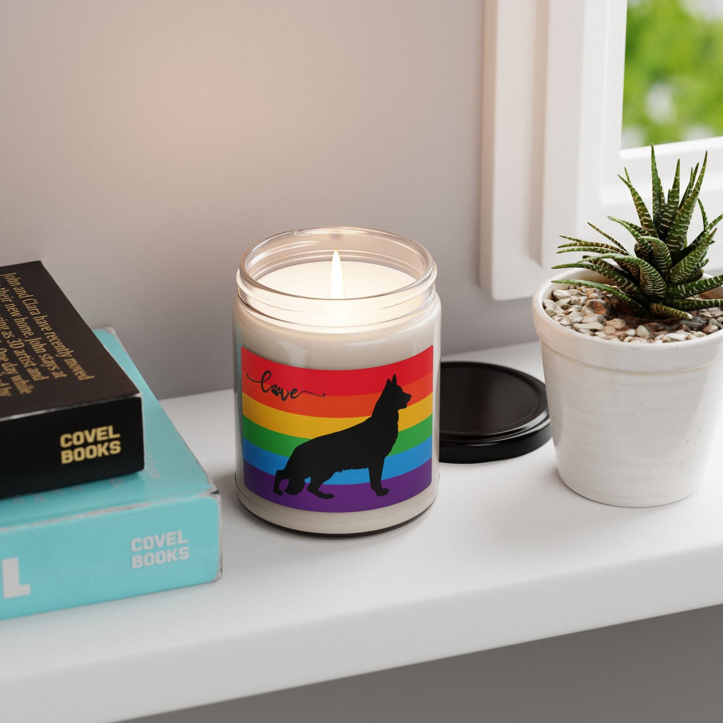 Rainbow German Shepherd (9oz) Scented Soy Candle - Perfect Gift for Dog Lovers