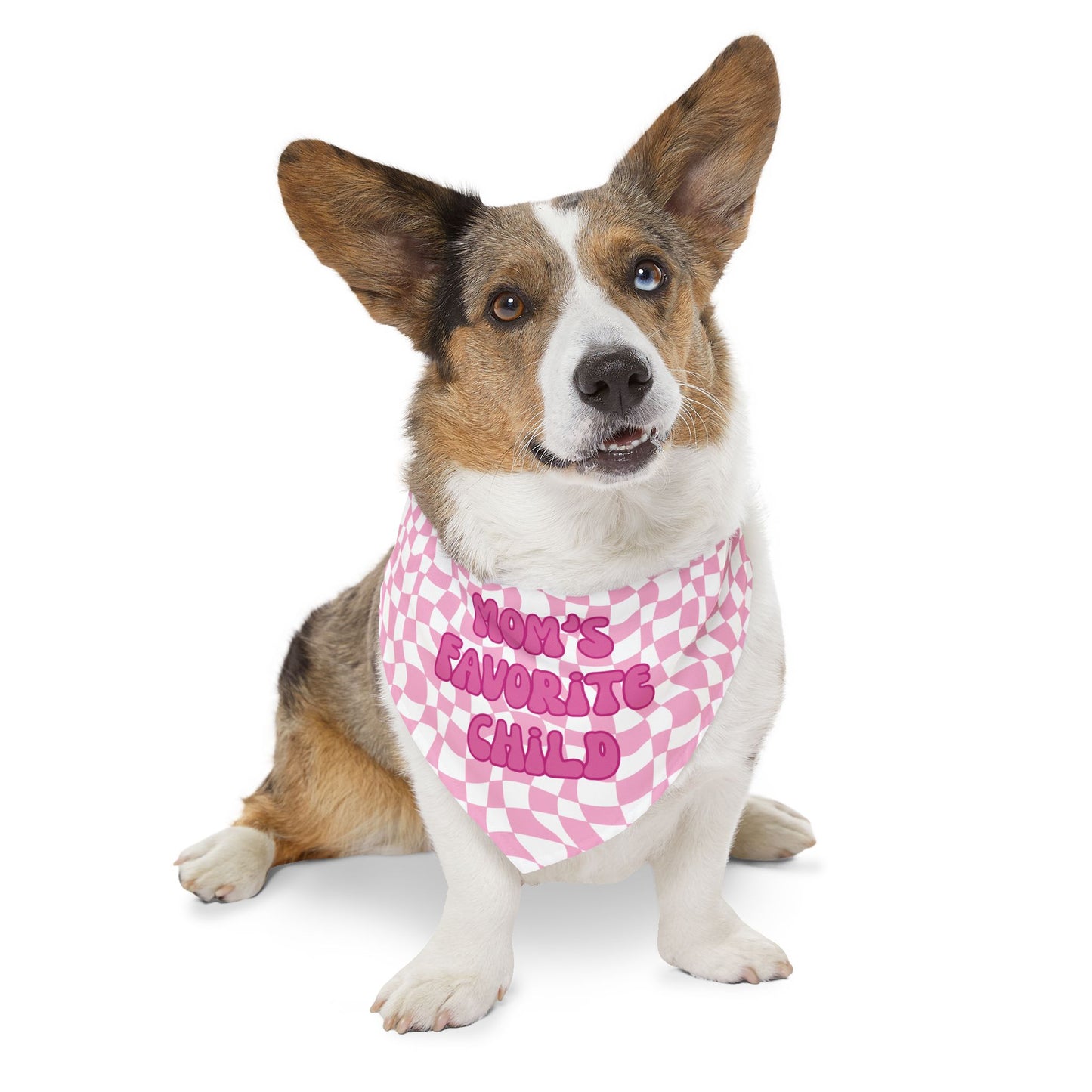 "Mom's Favorite Child" Pink Bandana Collar - Stylish Accessory for Beloved Pets