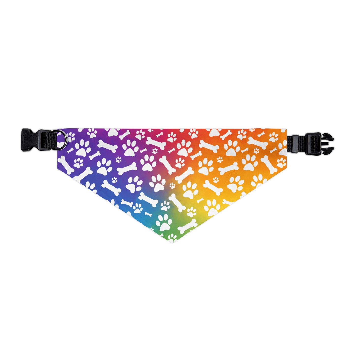 Rainbow Dog Paw and Bones Pet Bandana Collar
