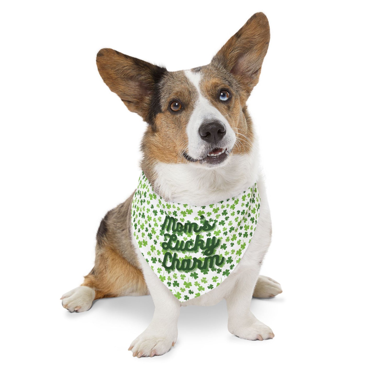 "Mom’s Lucky Charm" Pet Bandana Collar – St. Patrick’s Day Dog Accessory