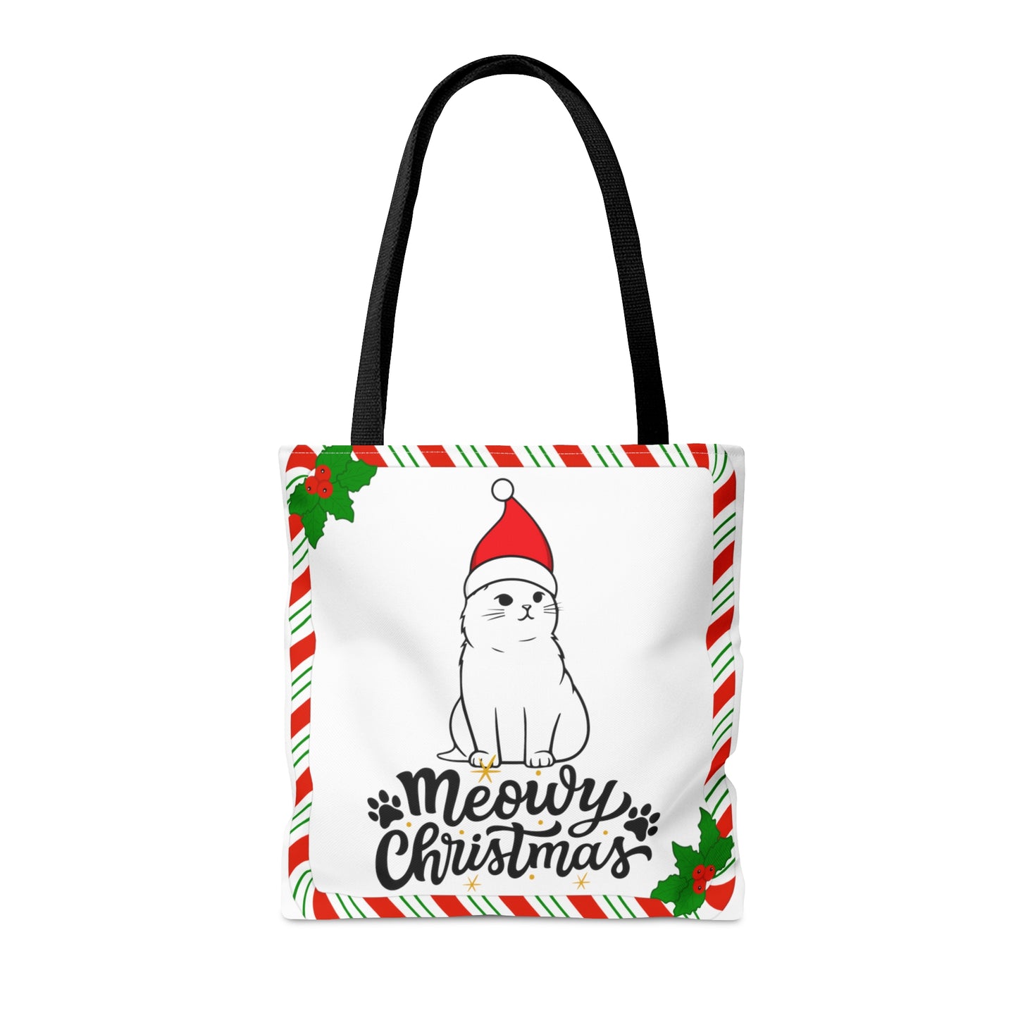 Christmas Santa Kitty Tote Bag – Cute Holiday Cat Lover Gift (3 Sizes)