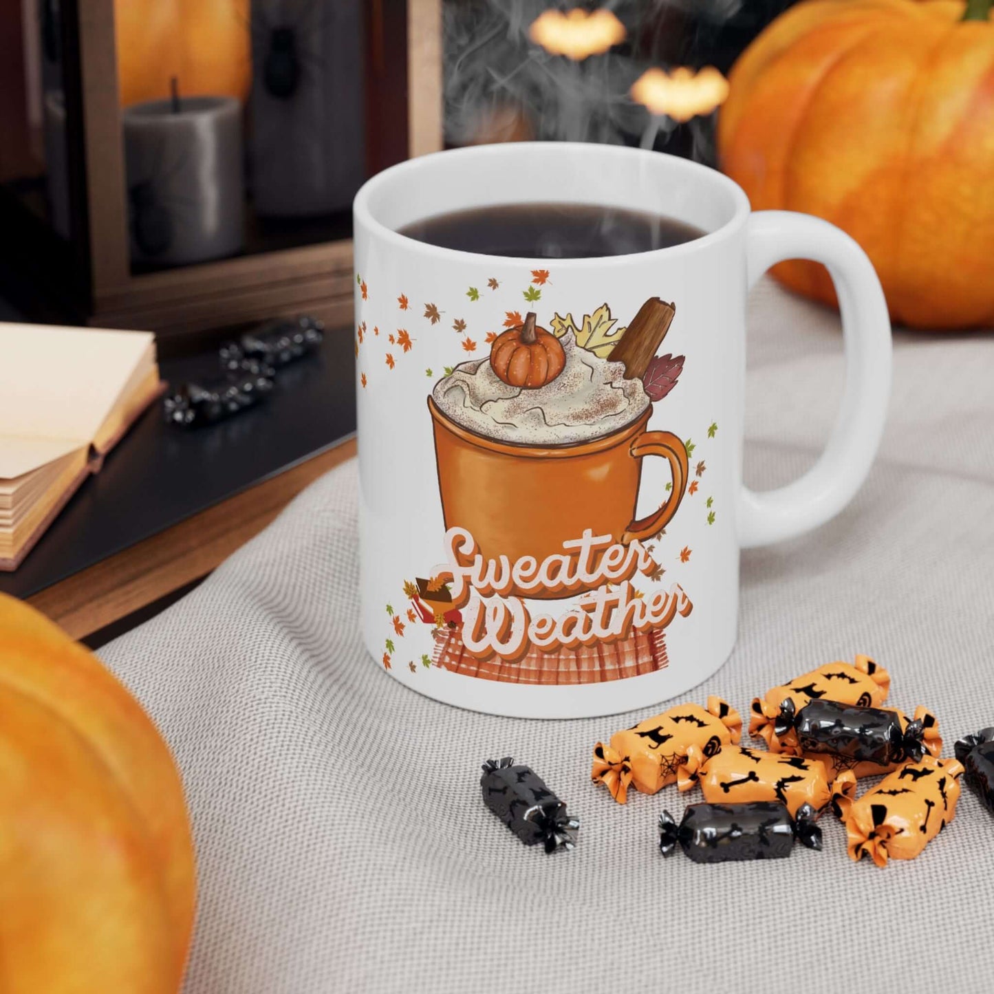 Sweater Weather Ceramic Mug – Cozy Autumn Coffee Cup (11oz)