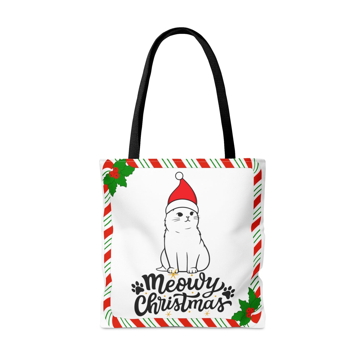 Christmas Santa Kitty Tote Bag – Cute Holiday Cat Lover Gift (3 Sizes)