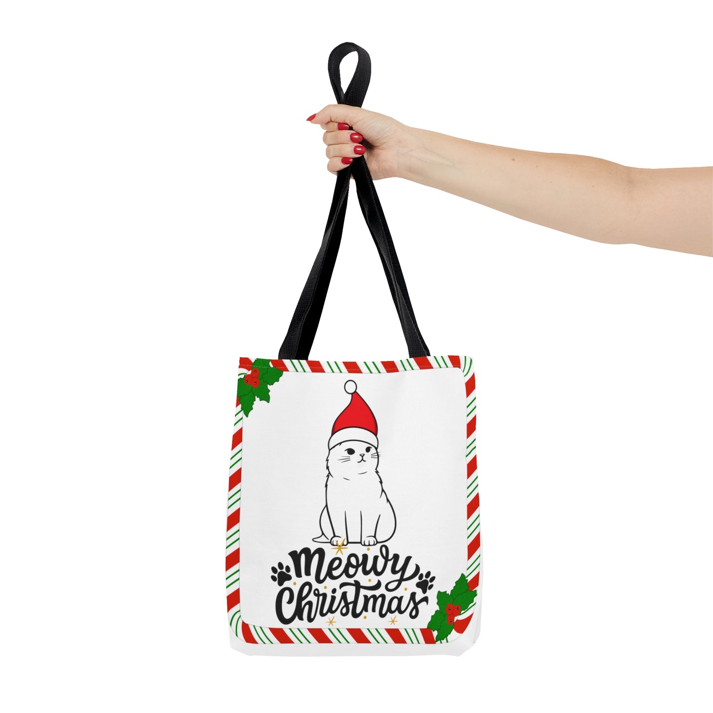 Christmas Santa Kitty Tote Bag – Cute Holiday Cat Lover Gift (3 Sizes)