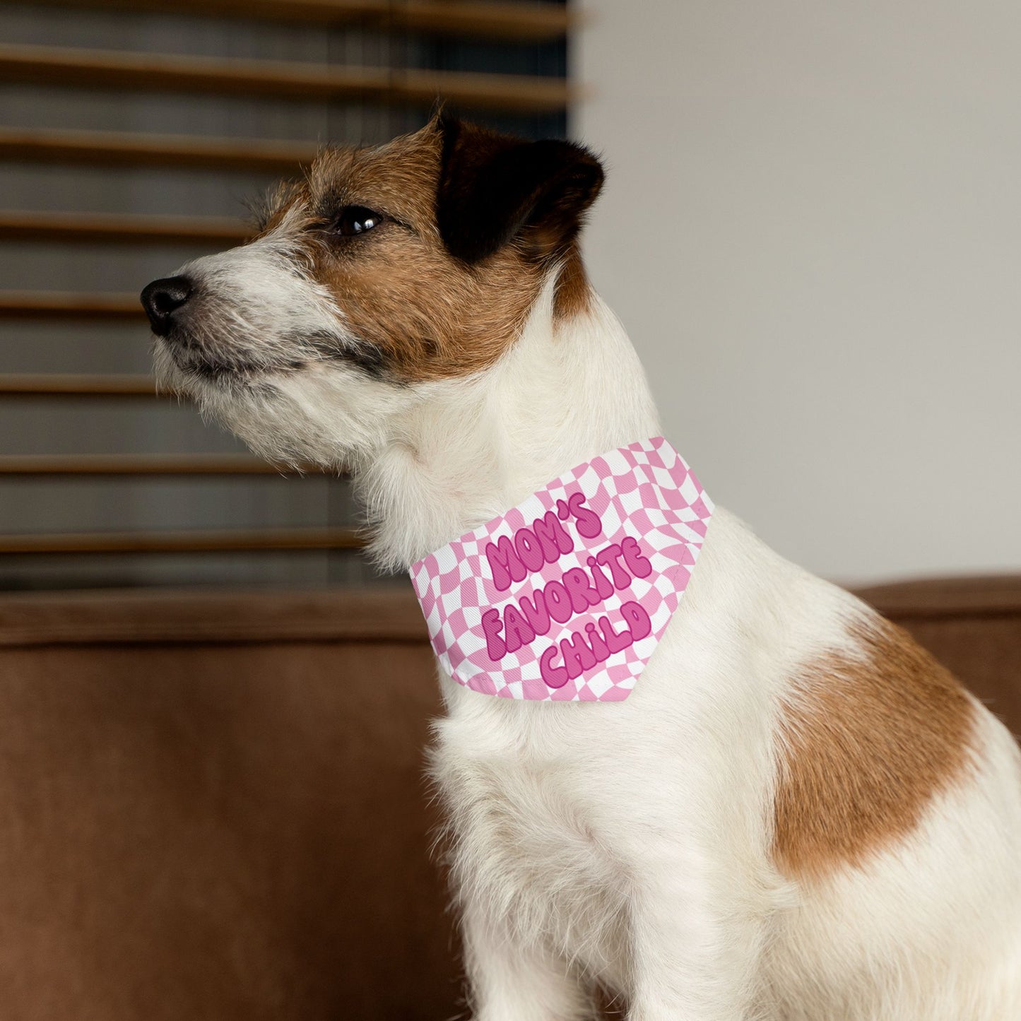 "Mom's Favorite Child" Pink Bandana Collar - Stylish Accessory for Beloved Pets