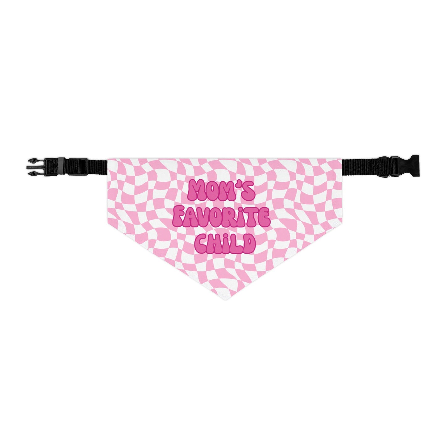 "Mom's Favorite Child" Pink Bandana Collar - Stylish Accessory for Beloved Pets