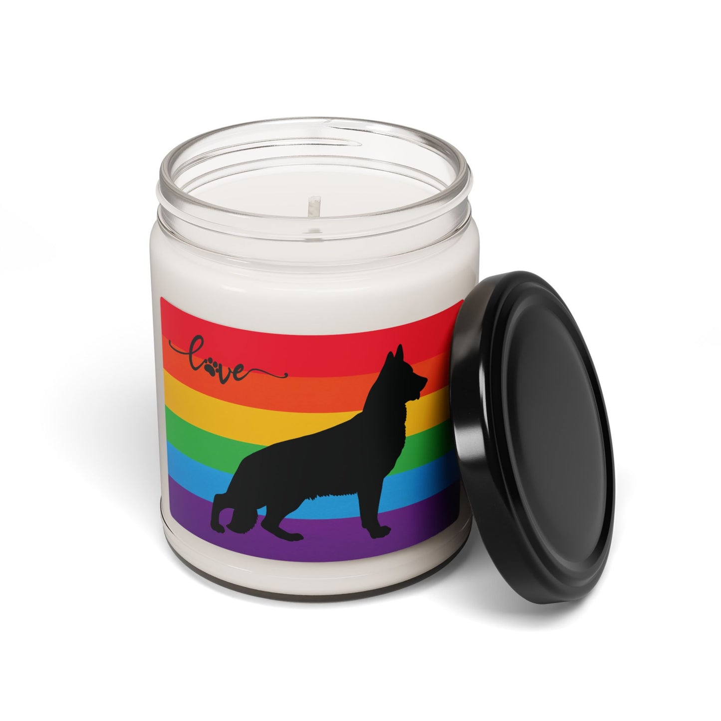 Rainbow German Shepherd (9oz) Scented Soy Candle - Perfect Gift for Dog Lovers