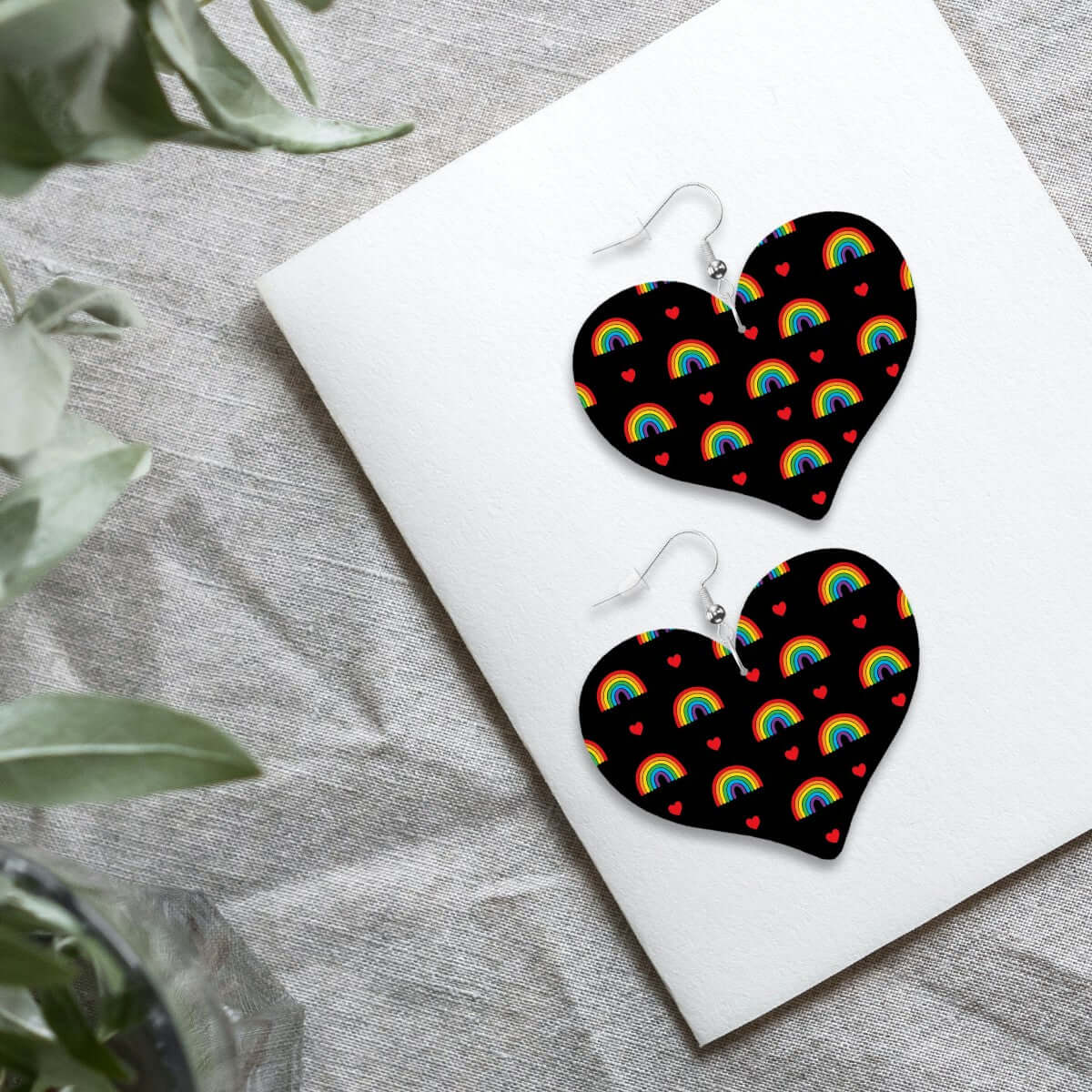 Rainbow Heart Shape Leather Earrings
