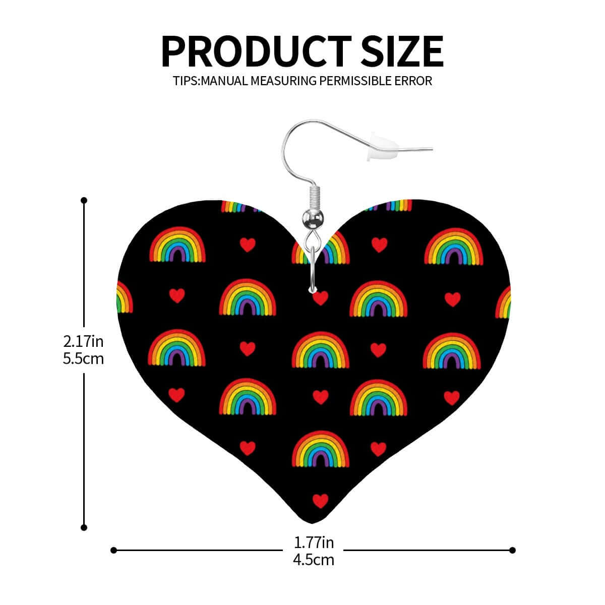 Rainbow Heart Shape Leather Earrings