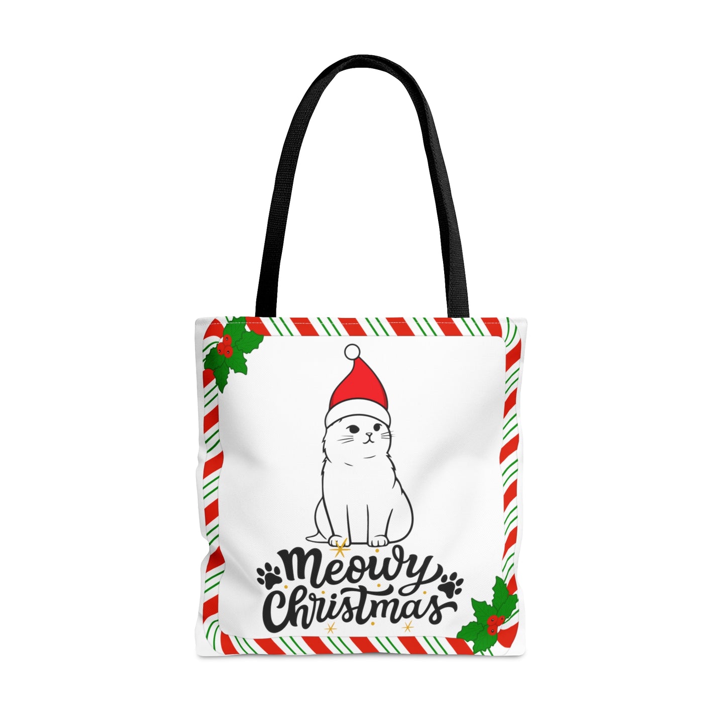 Christmas Santa Kitty Tote Bag – Cute Holiday Cat Lover Gift (3 Sizes)