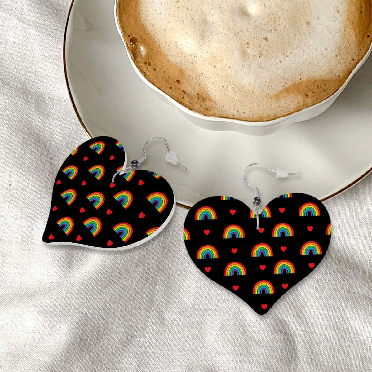 Rainbow Heart Shape Leather Earrings