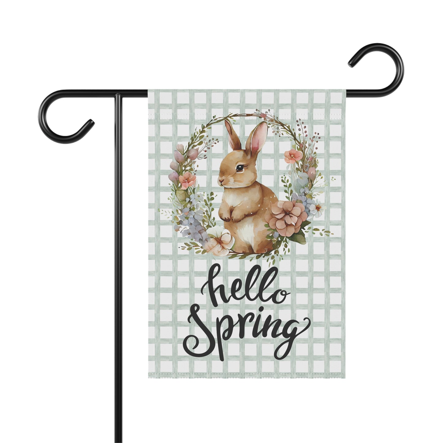 Hello Spring Rabbit with Flowers Garden Flag