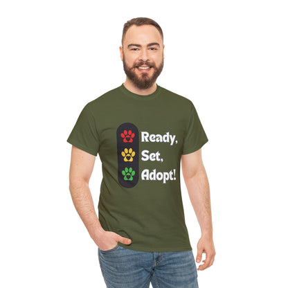 "Ready, Set, Adopt!" Traffic Light Heavy Cotton Tee