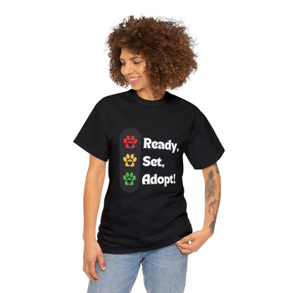 "Ready, Set, Adopt!" Traffic Light Heavy Cotton Tee