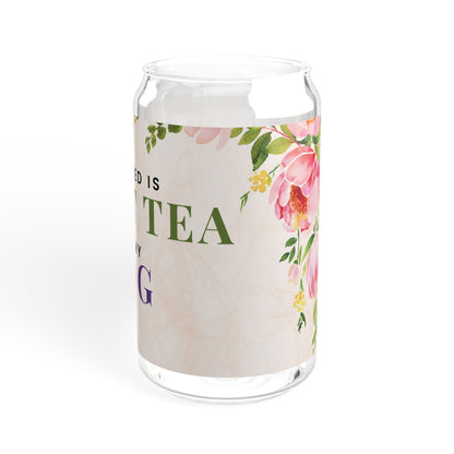 Dog Phrase Floral 16 oz Sipper Glass Cup
