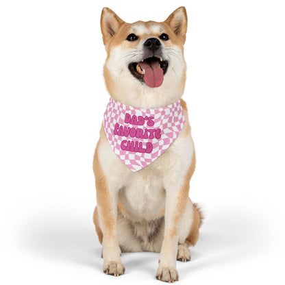 “Dad’s Favorite Child” Pink Pet Bandana – Cute Pet Bandana Scarf for Pet Dads