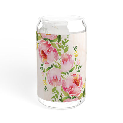 Dog Phrase Floral 16 oz Sipper Glass Cup