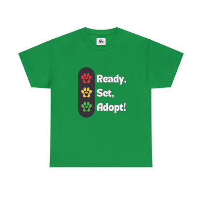 "Ready, Set, Adopt!" Traffic Light Heavy Cotton Tee