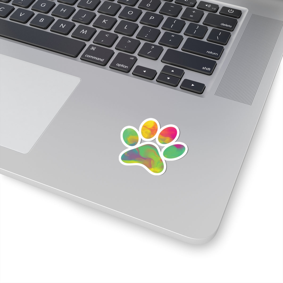 Rainbow Watercolor Paw Print Kiss-Cut Sticker