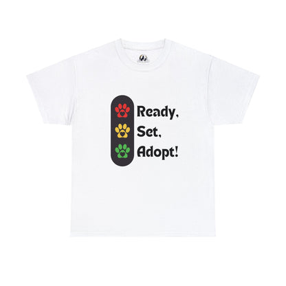 "Ready, Set, Adopt!" Traffic Light Heavy Cotton Tee