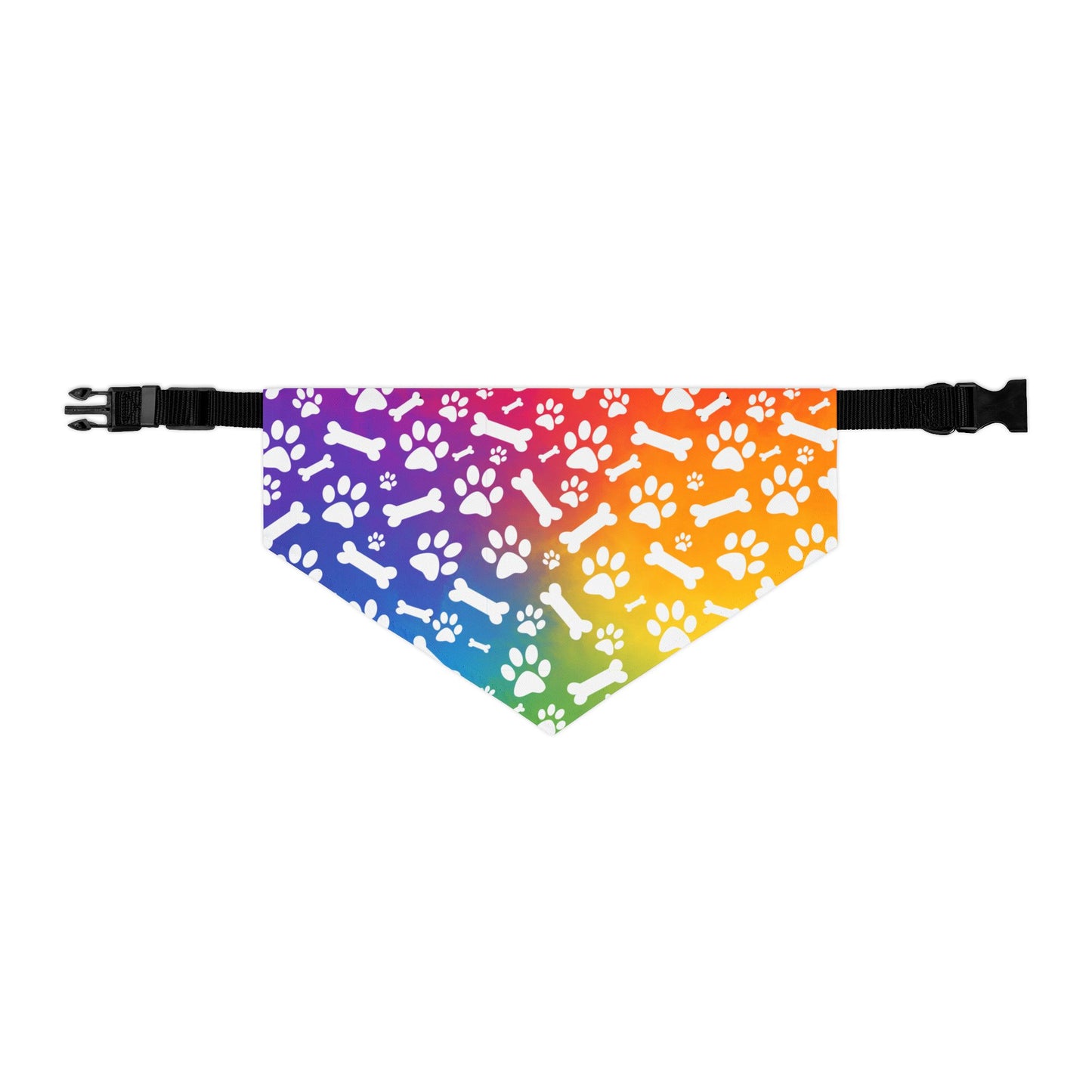 Rainbow Dog Paw and Bones Pet Bandana Collar
