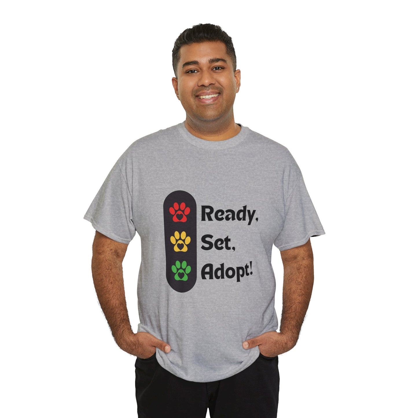 "Ready, Set, Adopt!" Traffic Light Heavy Cotton Tee