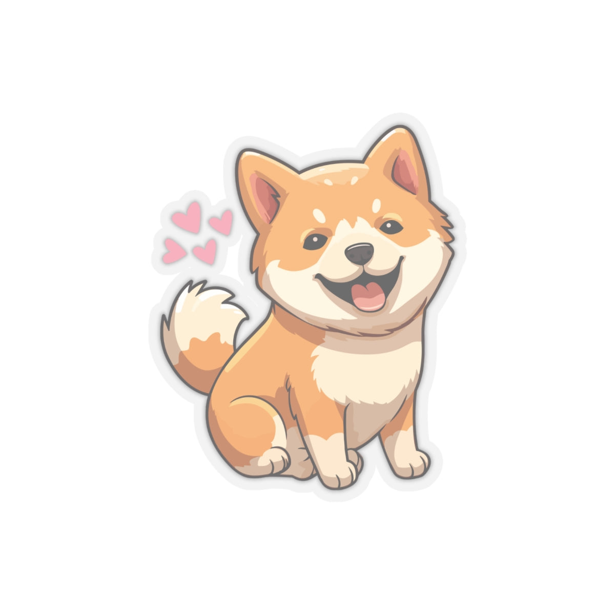 Cute Shiba Inu Love Kiss-Cut Sticker