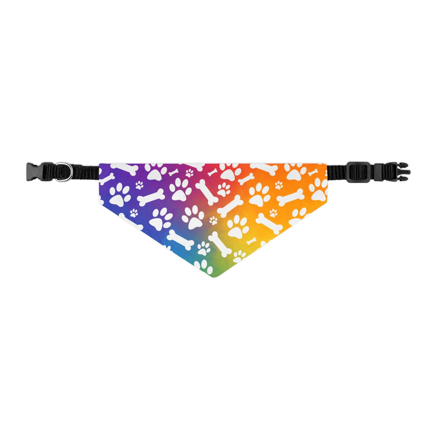 Rainbow Dog Paw and Bones Pet Bandana Collar