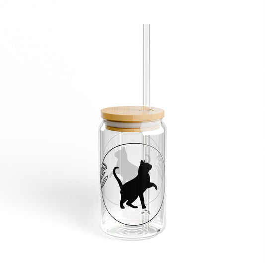 Cat Silhouette 16oz Sipper Glass