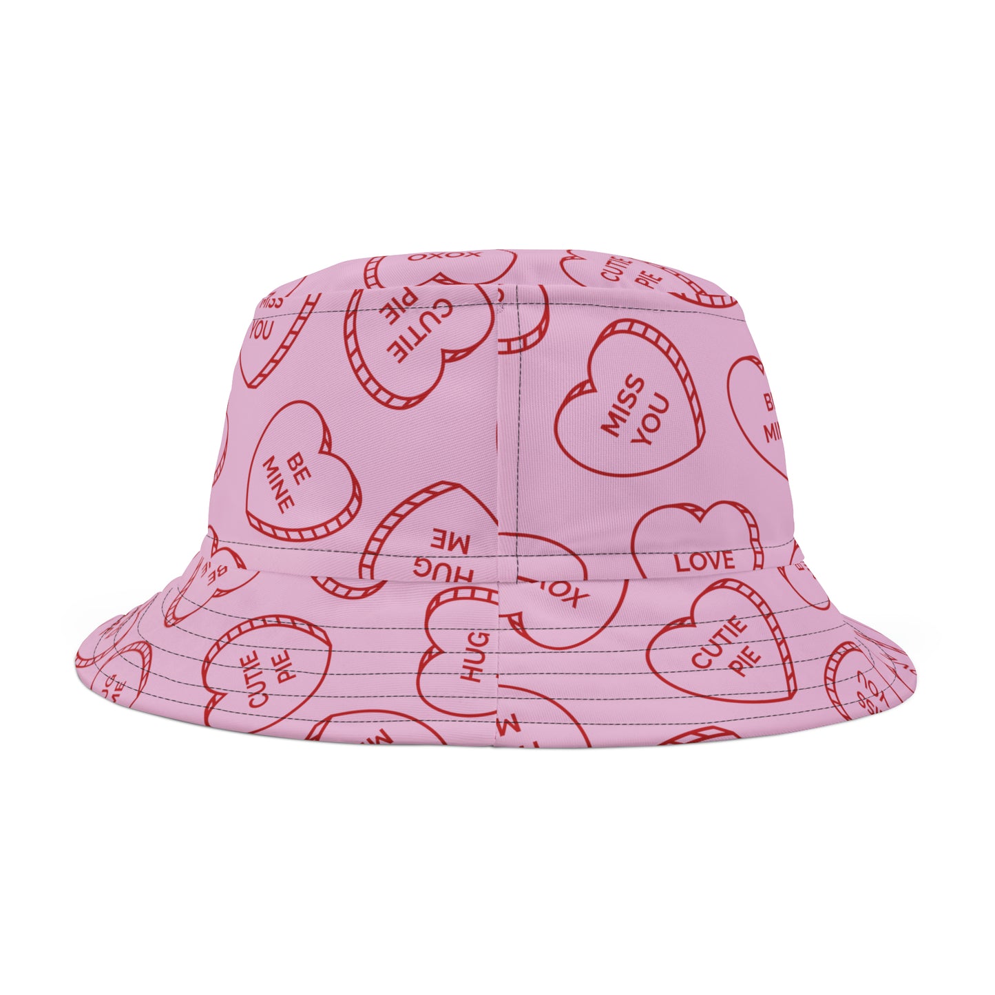 Valentine's Day Bucket Hat - Valentine Heart Shaped Candy Design