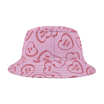 Valentine's Day Bucket Hat - Valentine Heart Shaped Candy Design