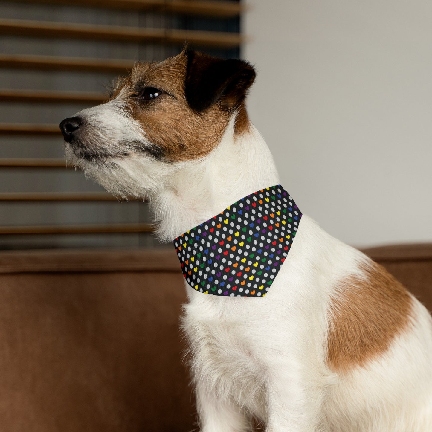 PRIDE, Rainbow Heart Pattern Pet Bandana Collar (S - XL)