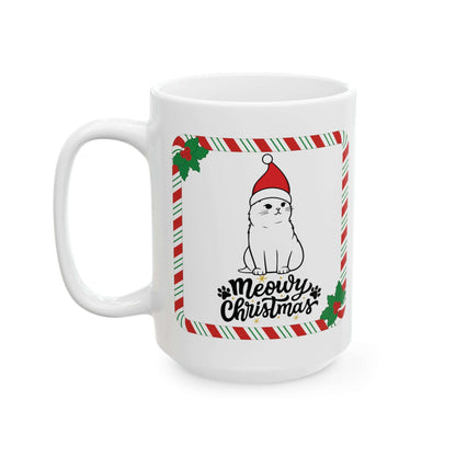 Christmas Kitty Ceramic Mug – Cute Holiday Cat Coffee Cup (11oz & 15oz)