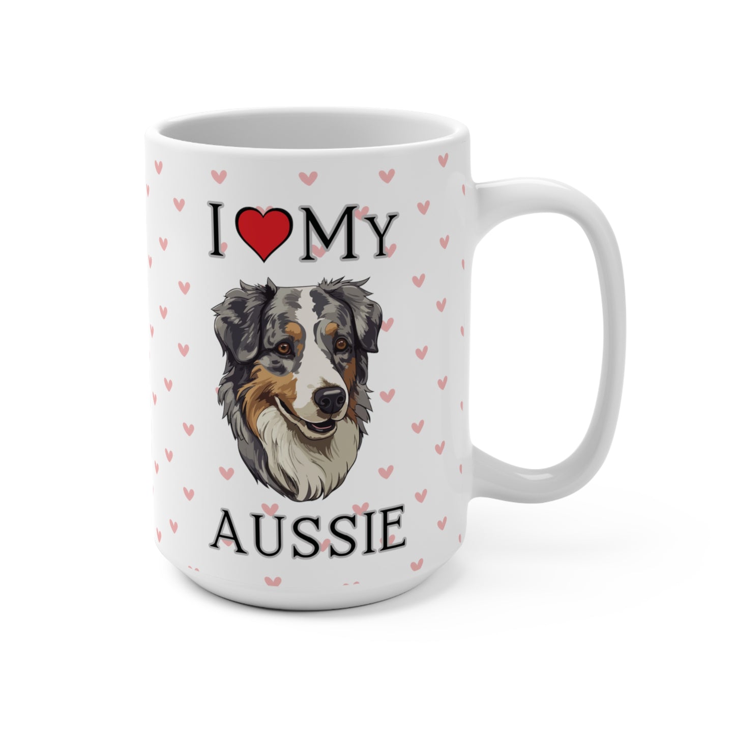 "I Love Aussie" Mug, Aussie Dog Love Mug, Australian Shepherd Dog Mug - Love & Paws Collection