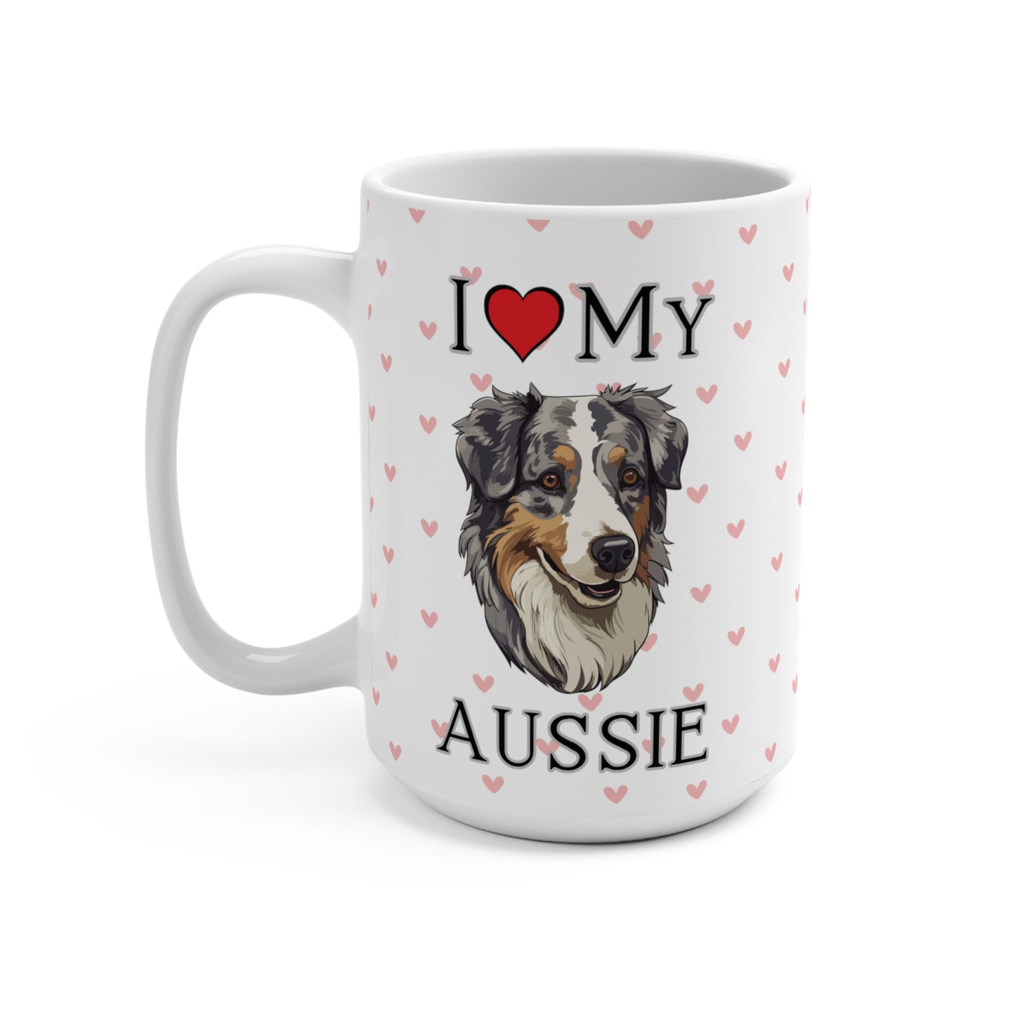 "I Love Aussie" Mug, Aussie Dog Love Mug, Australian Shepherd Dog Mug - Love & Paws Collection