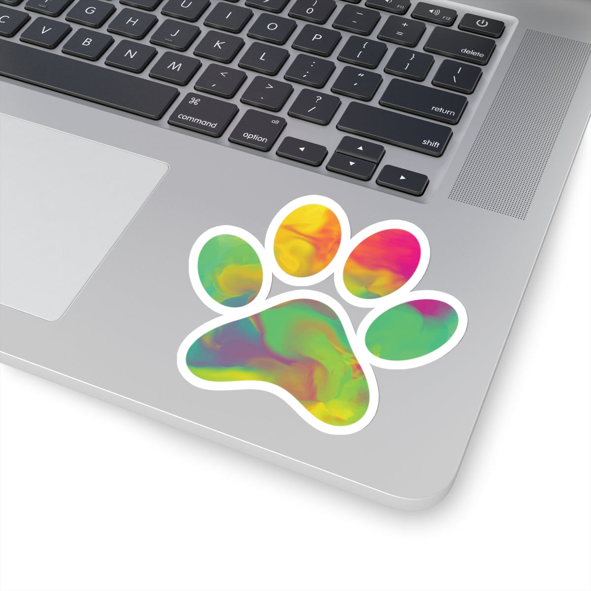 Rainbow Watercolor Paw Print Kiss-Cut Sticker