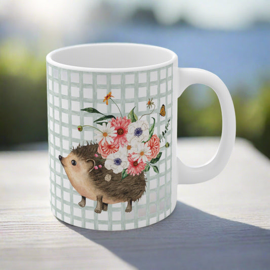 'Hedgehog and Flowers' Mug