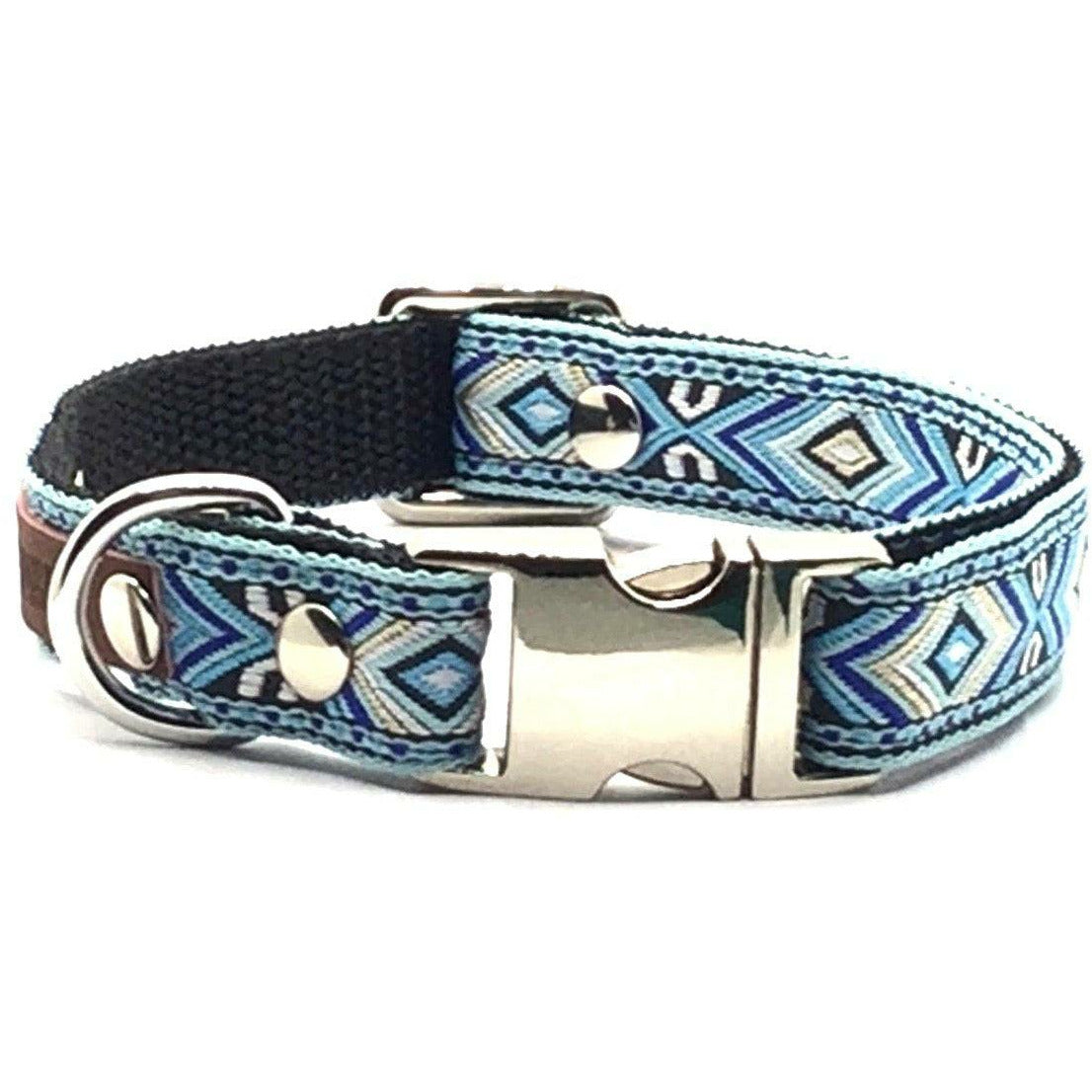 Blue Boho Dog Collar and Leash Set (Personalization Available)