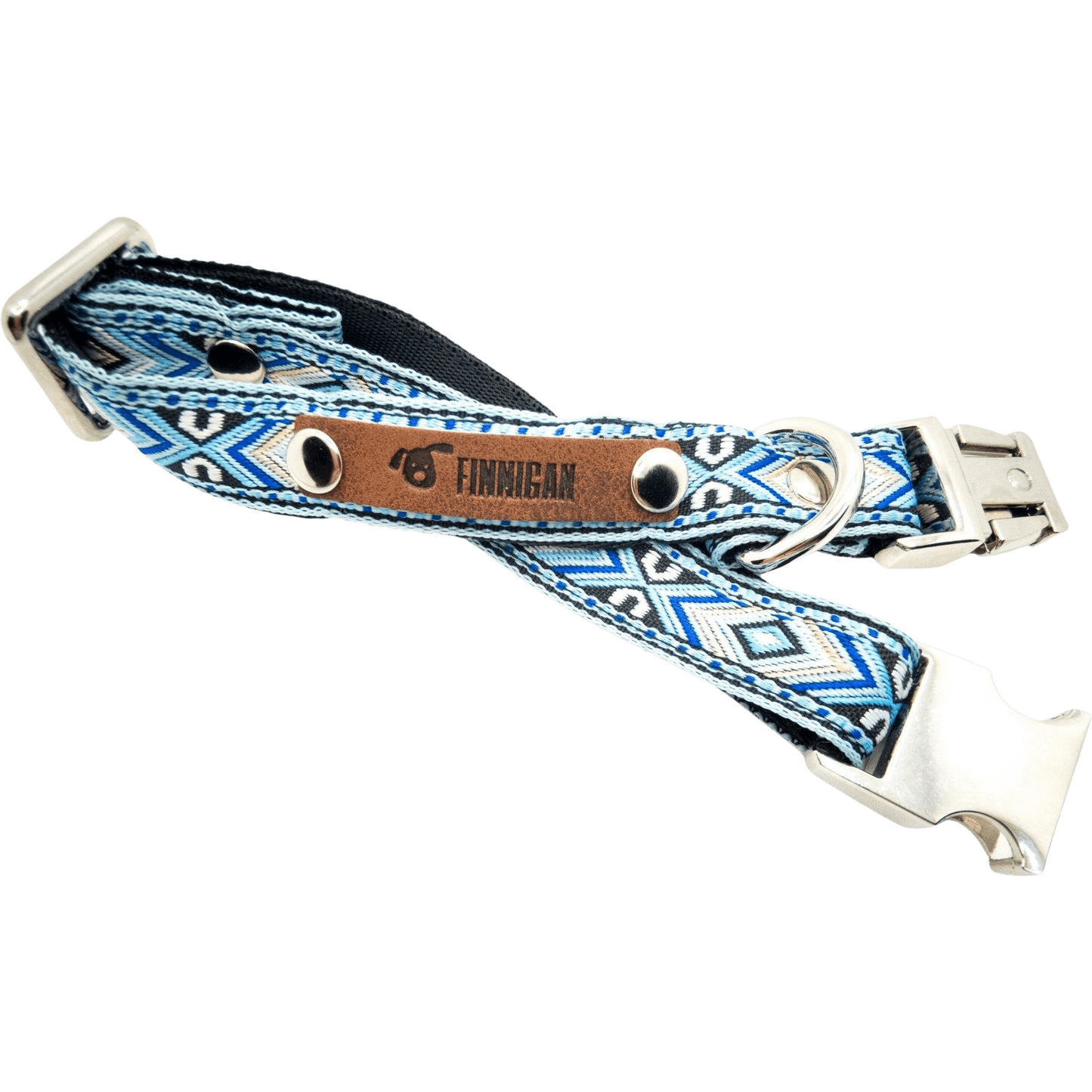 Blue Boho Dog Collar and Leash Set (Personalization Available)