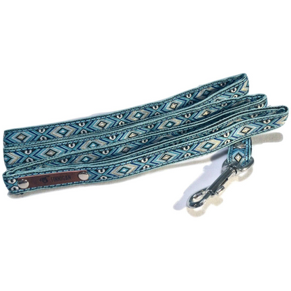 Blue Boho Dog Collar and Leash Set (Personalization Available)