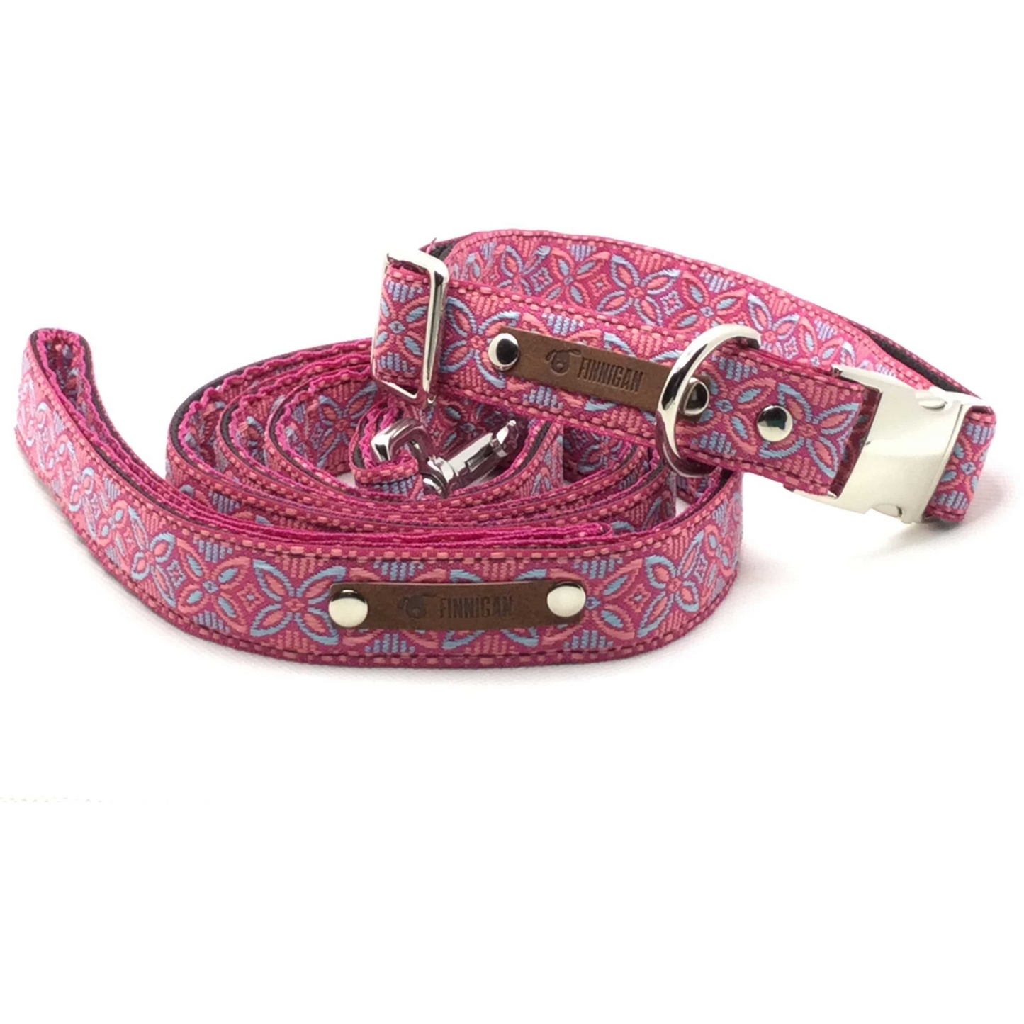 Pink Flower Collar and Leash Set (Personalization Available)