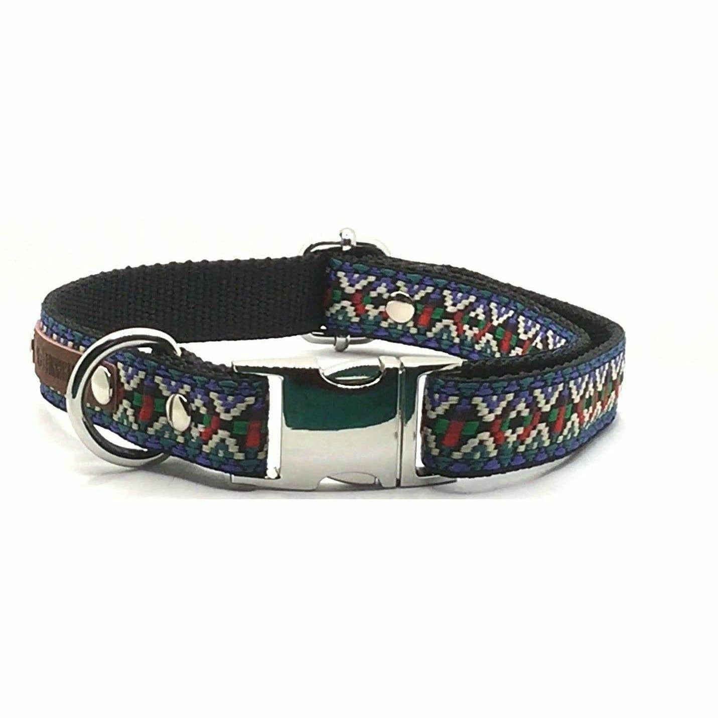 Red & Green Boho/Mountain Dog Collar and Leash Set (Personalization Available)