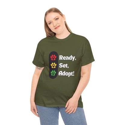 "Ready, Set, Adopt!" Traffic Light Heavy Cotton Tee