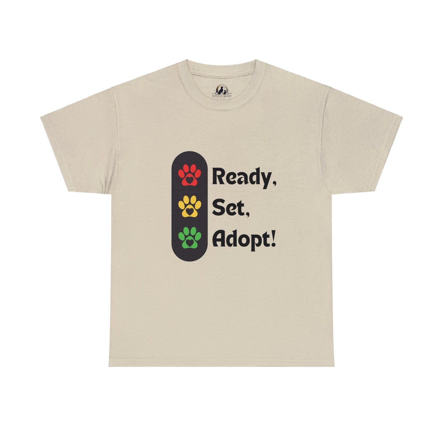 "Ready, Set, Adopt!" Traffic Light Heavy Cotton Tee