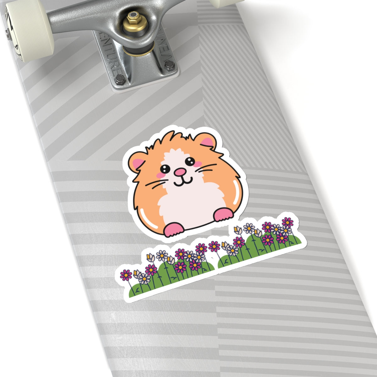 Cute Guinea Pig Floral Kiss-Cut Sticker