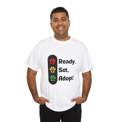 "Ready, Set, Adopt!" Traffic Light Heavy Cotton Tee