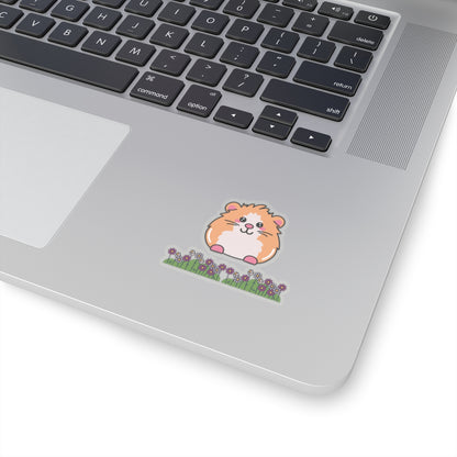 Cute Guinea Pig Floral Kiss-Cut Sticker